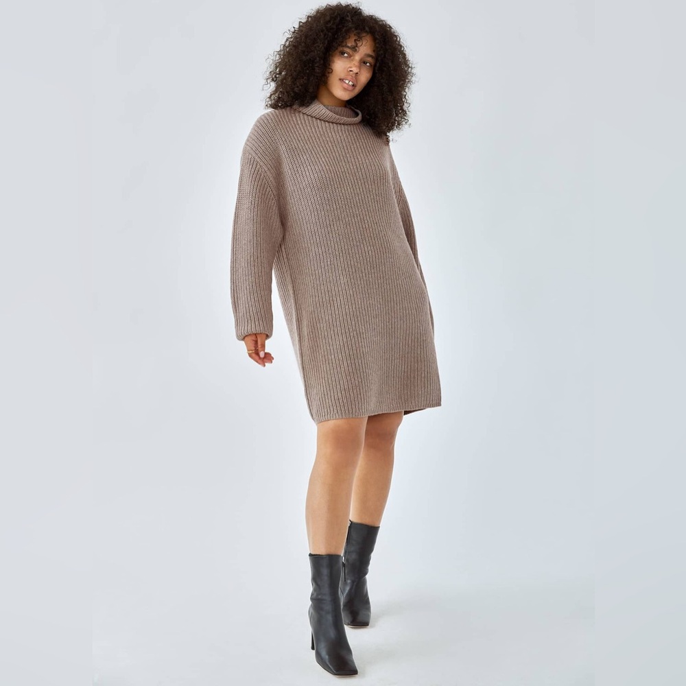 Aritzia Wilfred Montpellier Merino Wool Sweater Dress - Knit Soft Grey Dress
